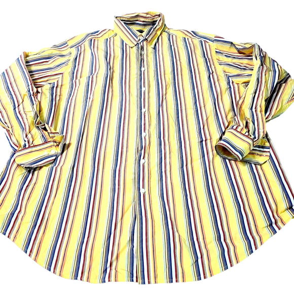 Roundtree & Yorke Mens Button Up Multicolor Size 2XLT Cotton Long Sleeve Collar - Picture 1 of 12